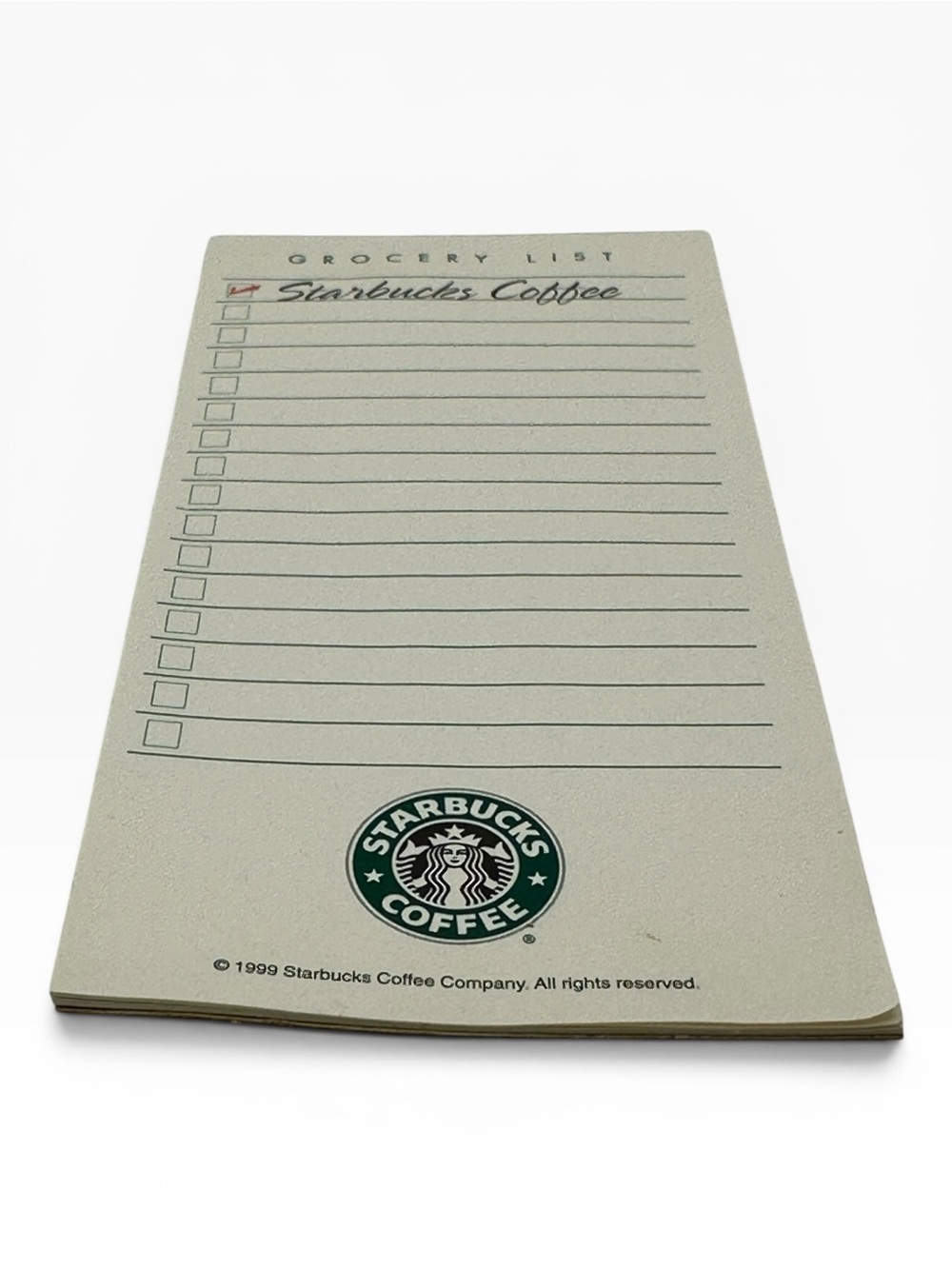 Vintage 1999 Starbucks Coffee Paper Grocery List Notepad - Retro Advert Ephemera